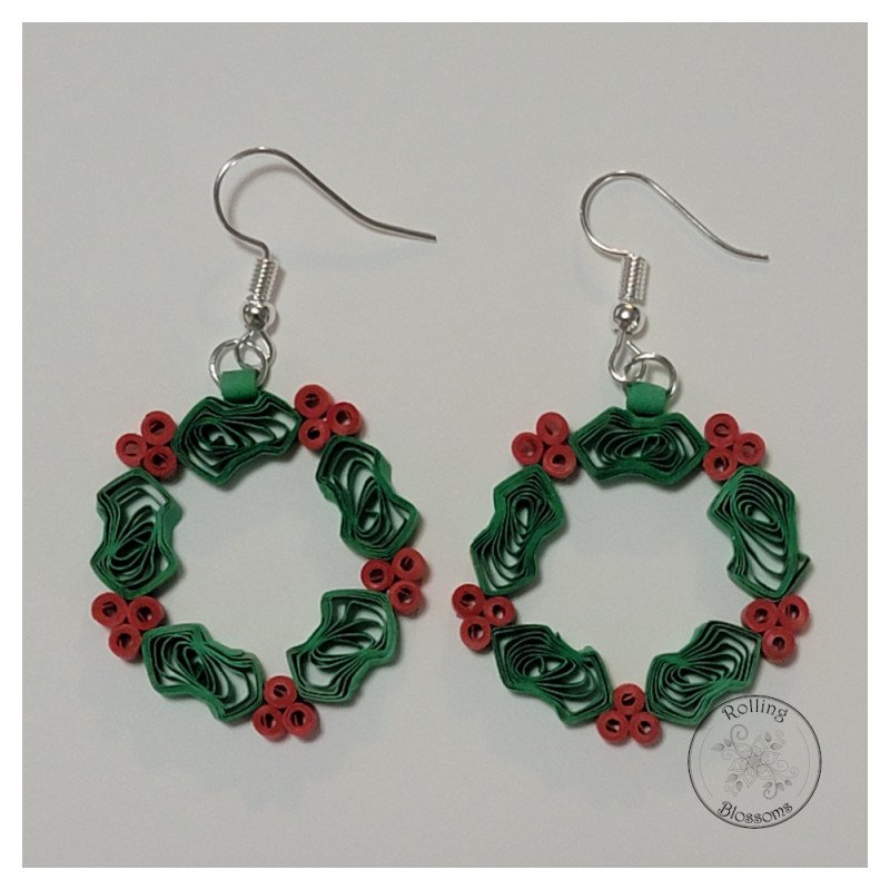 Christmas wreath earrings by Rolling Blossoms Christmas wreath earrings by Rolling Blossoms