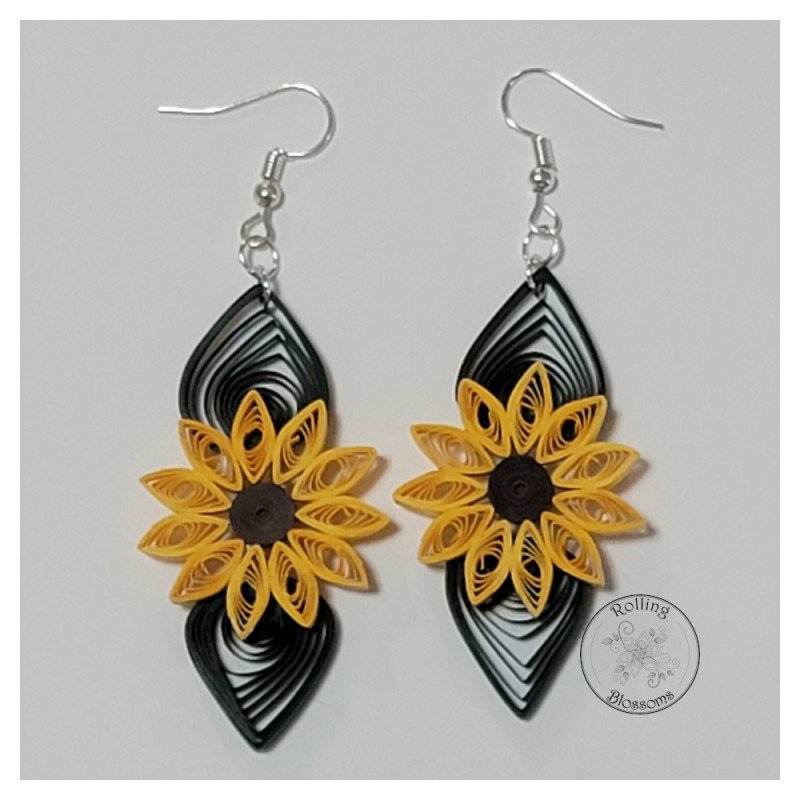 Quilled Sunflower Earrings - Rolling Blossoms Quilled Sunflower Earrings - Rolling Blossoms