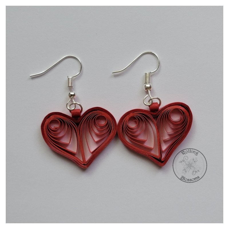 red heart earring by rolling blossoms