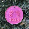 Quilled feet, baby's first Christmas ornament in pink by rolling blossoms