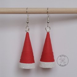 Quilled Santa hat earring by rolling blossoms