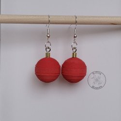 Quilled red Christmas Ornament Earrings by rolling blossoms