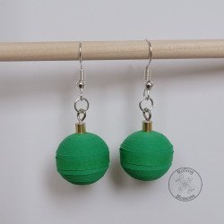 Quilled green Christmas Ornament Earrings by rolling blossoms