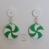 Quilled green peppermint stud earrings with white post by rolling blossoms.