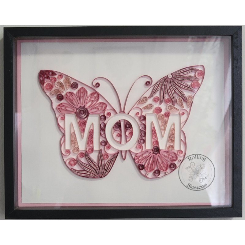 Quilled Mom Butterfly Design Wall Hanging - Rolling Blossoms Quilled Mom Butterfly Design Wall Hanging - Rolling Blossoms
