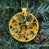 Yellow quilled round Christmas ornament by rolling blossoms