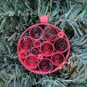 Red quilled round Christmas ornament by rolling blossoms