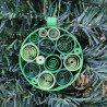 Green quilled round Christmas ornament by rolling blossoms