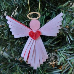 Red quilled angel Christmas ornament by Rolling Blossoms