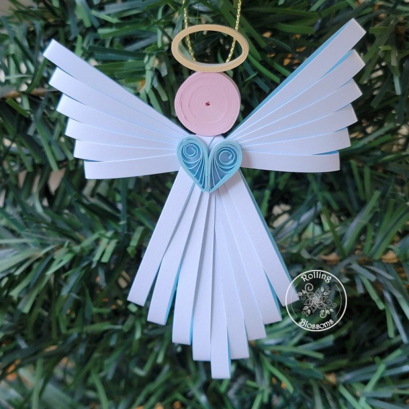Blue quilled angel Christmas ornament by Rolling Blossoms Blue quilled angel Christmas ornament by Rolling Blossoms