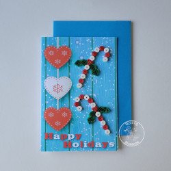 quilled candy cane christmas card by rolling blossoms