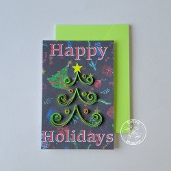 quilled bright green christmas tree card by rolling blossoms.