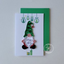 quilled standing gnome christmas card by rolling blossoms.