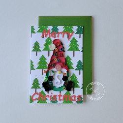 quilled sitting gnome christmas card by rolling blossoms