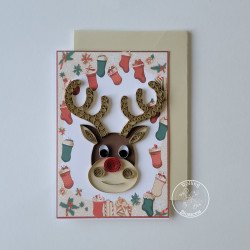 quilled reindeer christmas card by rolling blossoms