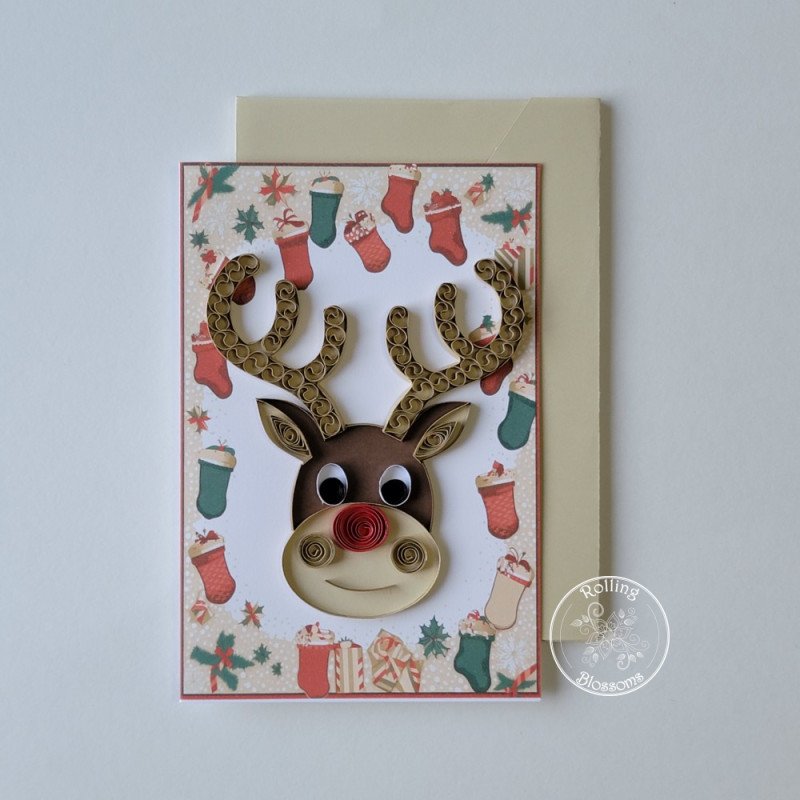 quilled reindeer christmas card by rolling blossoms quilled reindeer christmas card by rolling blossoms