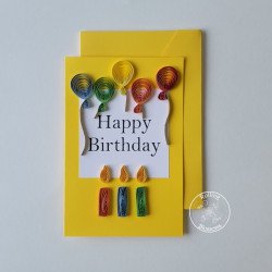 quilled happy birthday card by rolling blossoms