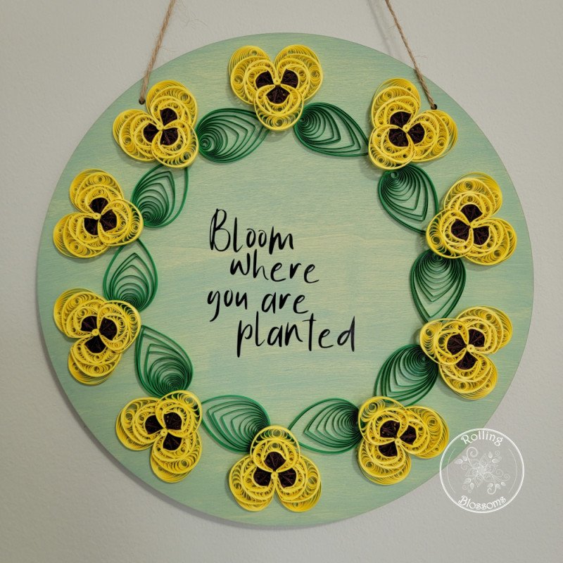 quilled pansy plaque by rolling blossoms quilled pansy plaque by rolling blossoms