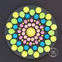 Quilled Bright Mandala Plaque w/Stand - Rolling Blossoms