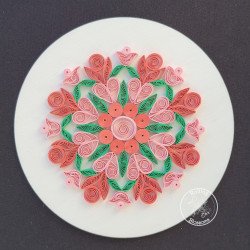 quilled rose and pink tulip mandala plaque by rolling blossoms