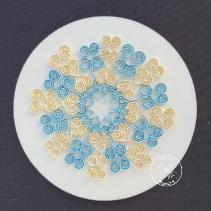quilled blue and white snowflake plaque with stand by rolling blossoms quilled blue and white snowflake plaque with stand by rolling blossoms