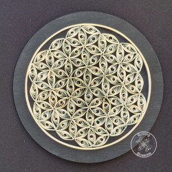 quilled gold flower of life plaque by rolling blossoms