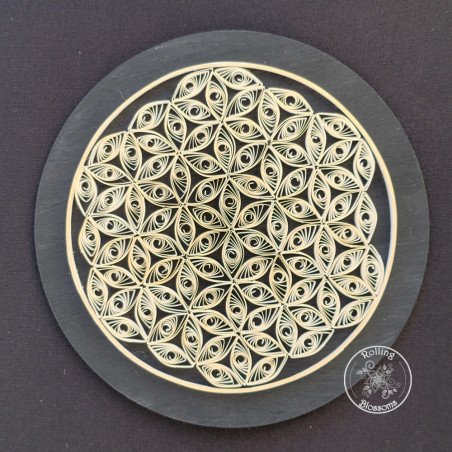 quilled gold flower of life plaque by rolling blossoms