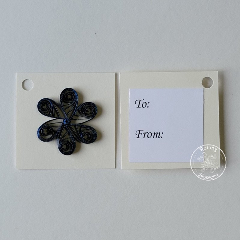 Quilled gift tag by rolling blossoms front and back Quilled gift tag by rolling blossoms front and back