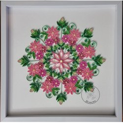 quilled pink flower mandala by rolling blossoms