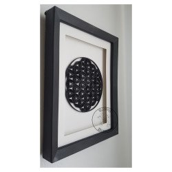 Quilled flower of life black and white design by rolling blossoms side view