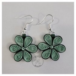 Quilled sea foam flower drop earrings by Rolling Blossoms