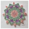 Quilled pink and purple flower mandala by Rolling Blossoms close up view