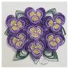 Quilled purple and yellow pansy cluster detailed view by rolling blossoms