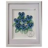 Quilled blue pansies large wall hanging by rolling blossoms