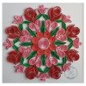 Quilled pink tulips and roses mandala close up by rolling blossoms