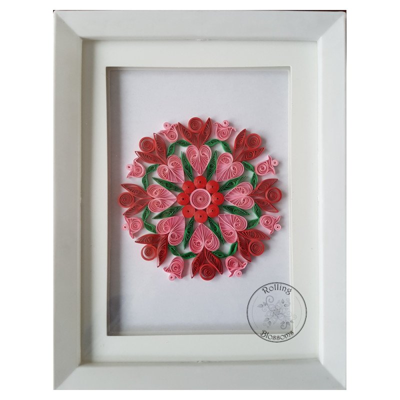 Quilled pink tulips and roses mandala by rolling blossoms Quilled pink tulips and roses mandala by rolling blossoms