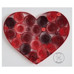 detailed view of Quilled red heart valentine filled with spiral designs by Rolling Blossoms