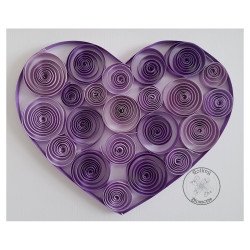 Detailed view of Quilled purple heart valentine filled with spiral designs by Rolling Blossoms