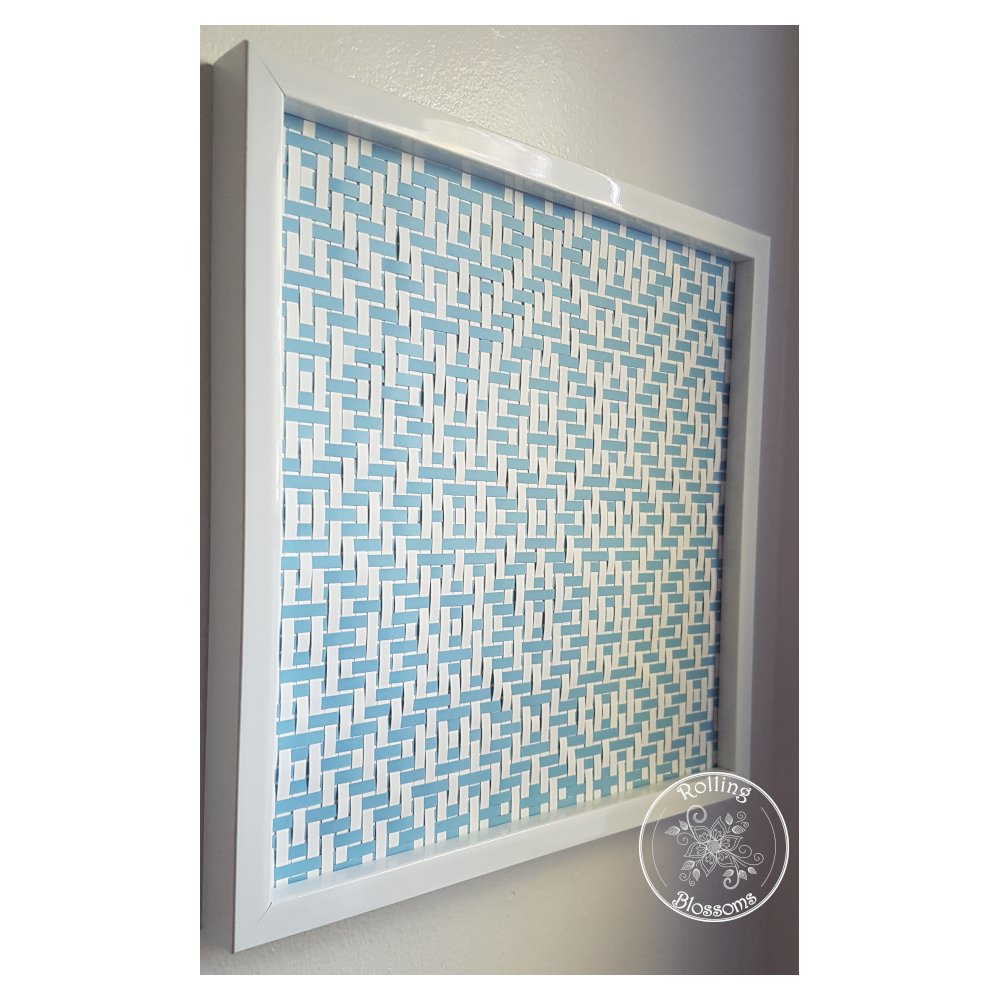 blue and white woven paper design