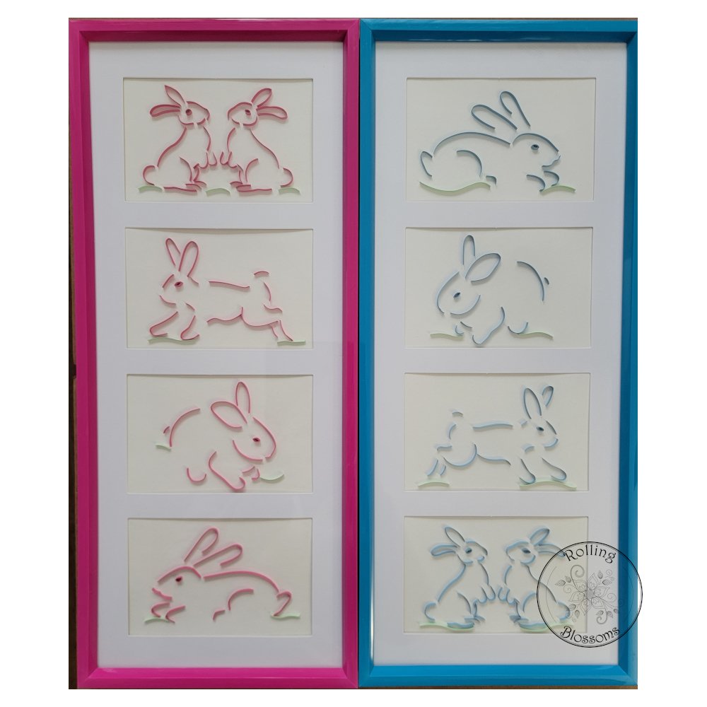 Quilled bunnies wall art