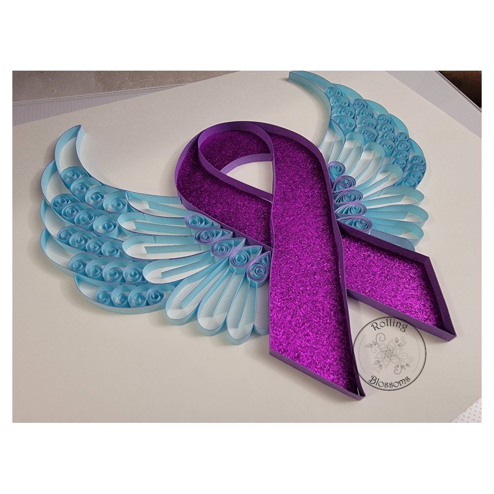 quilled blue and purple ribbon