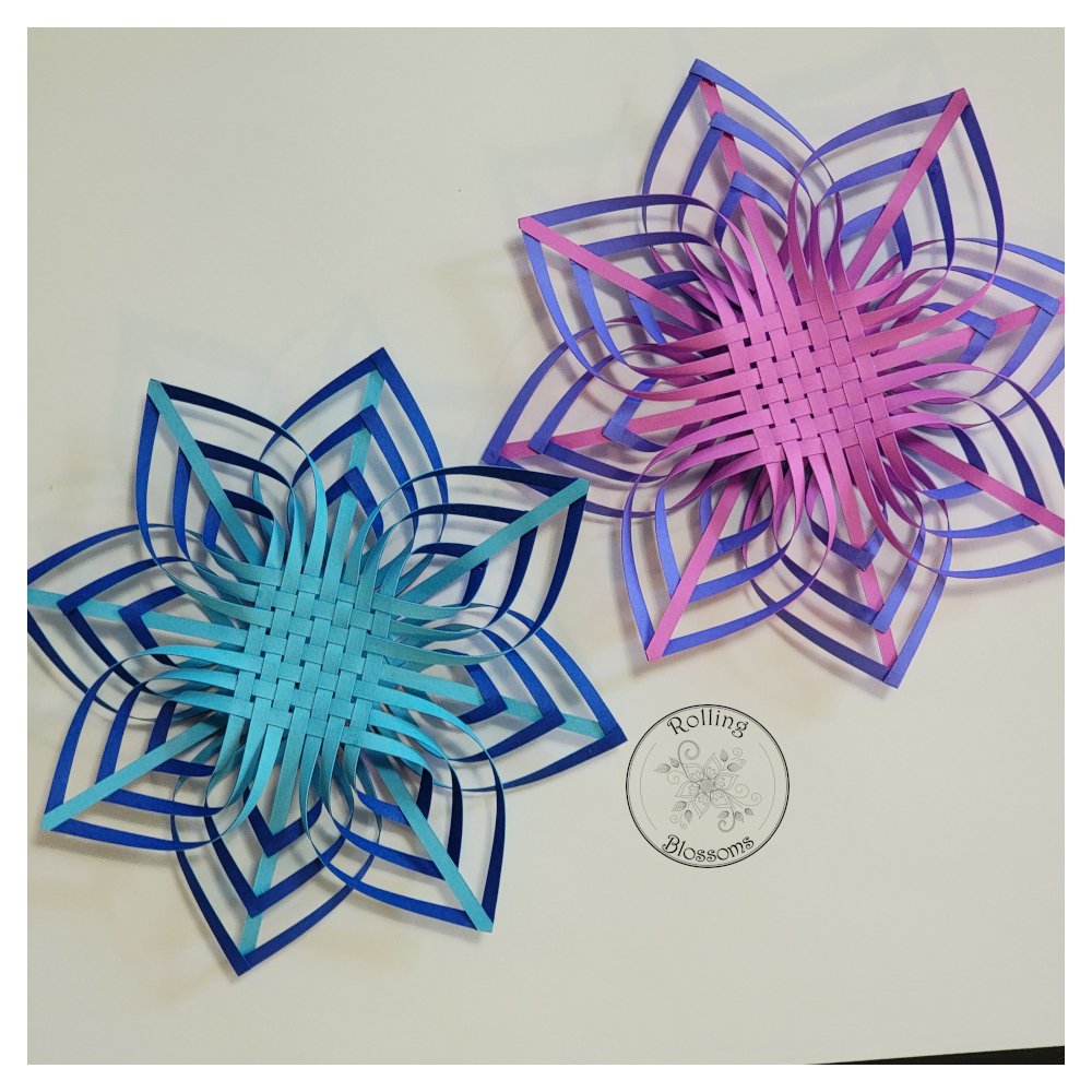 woven snowflake in blue and purple