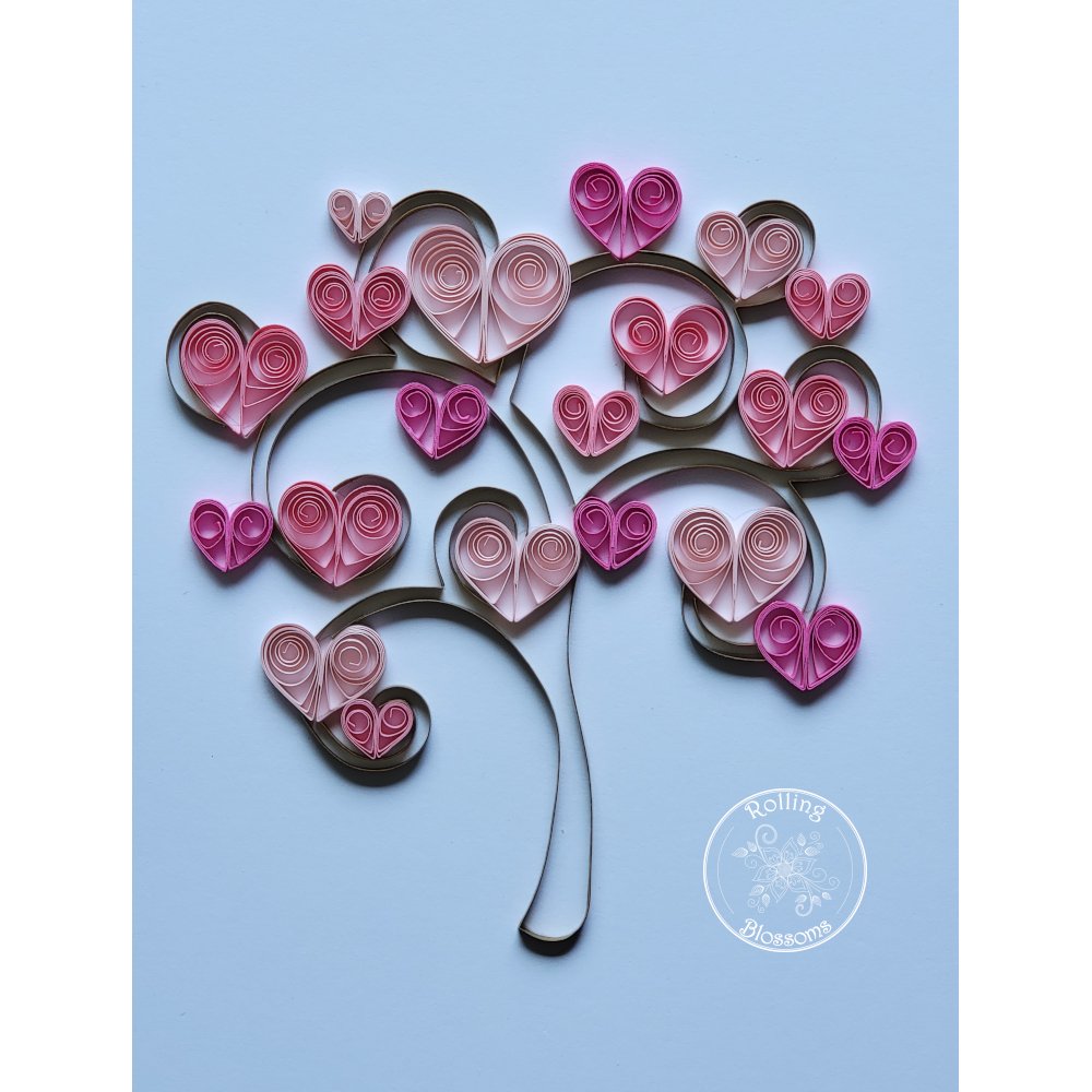 quilled heart tree by rolling blossoms