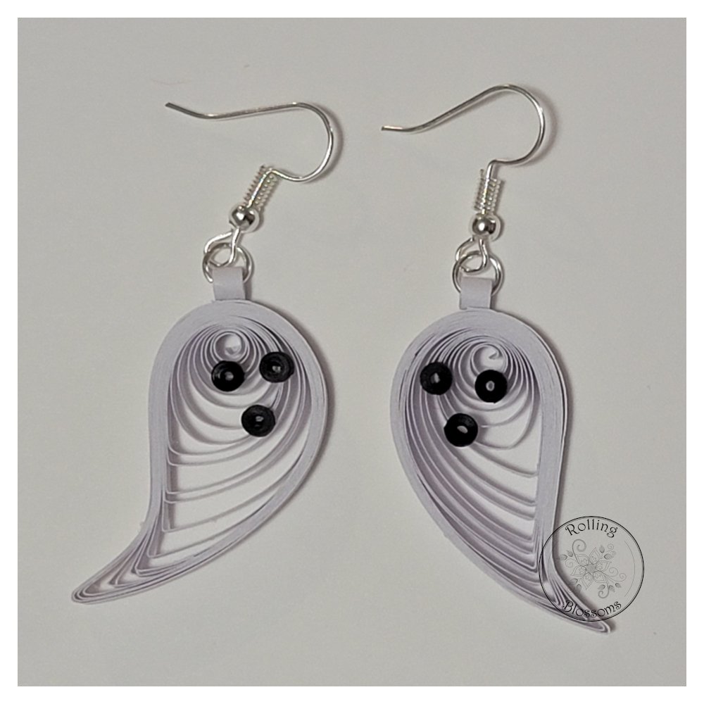 quilled ghost earrings