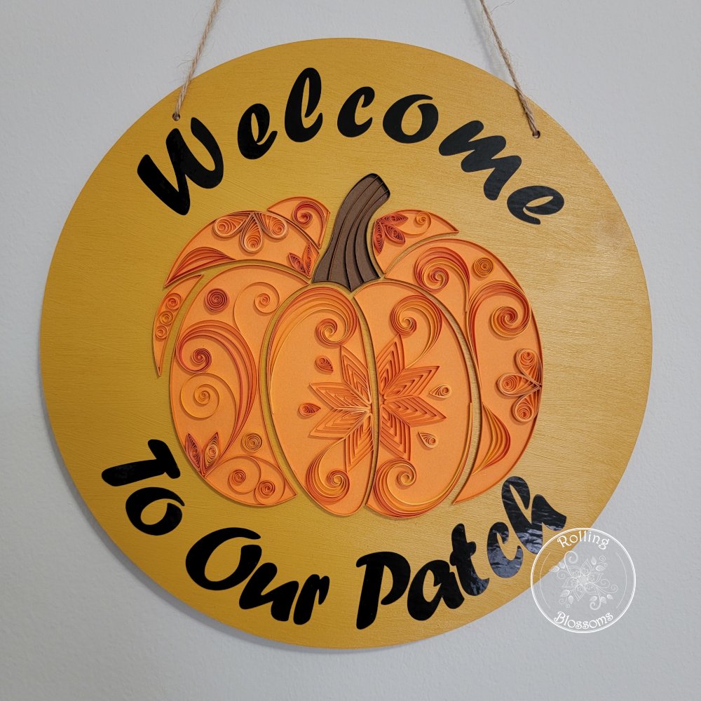 quilled pumpkin plaque