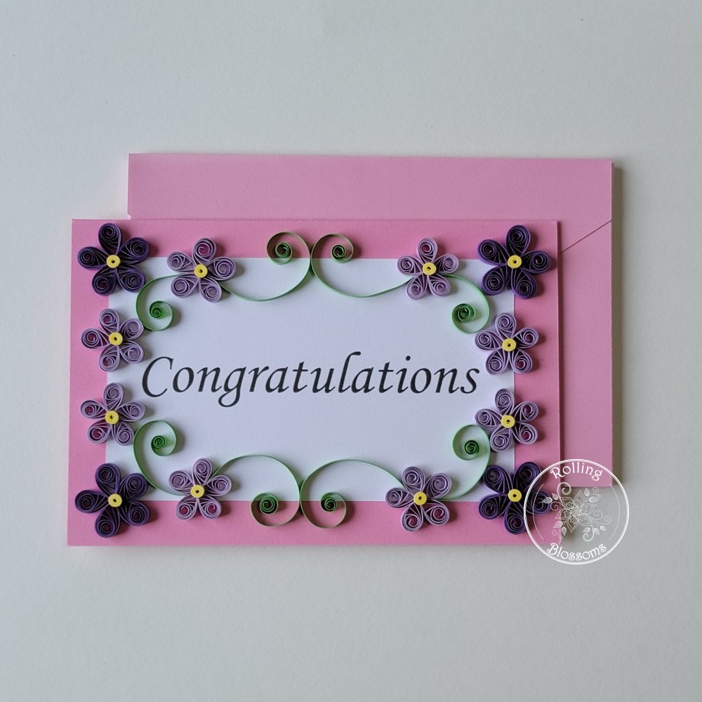 Quilled Congratulation card by rolling blossoms