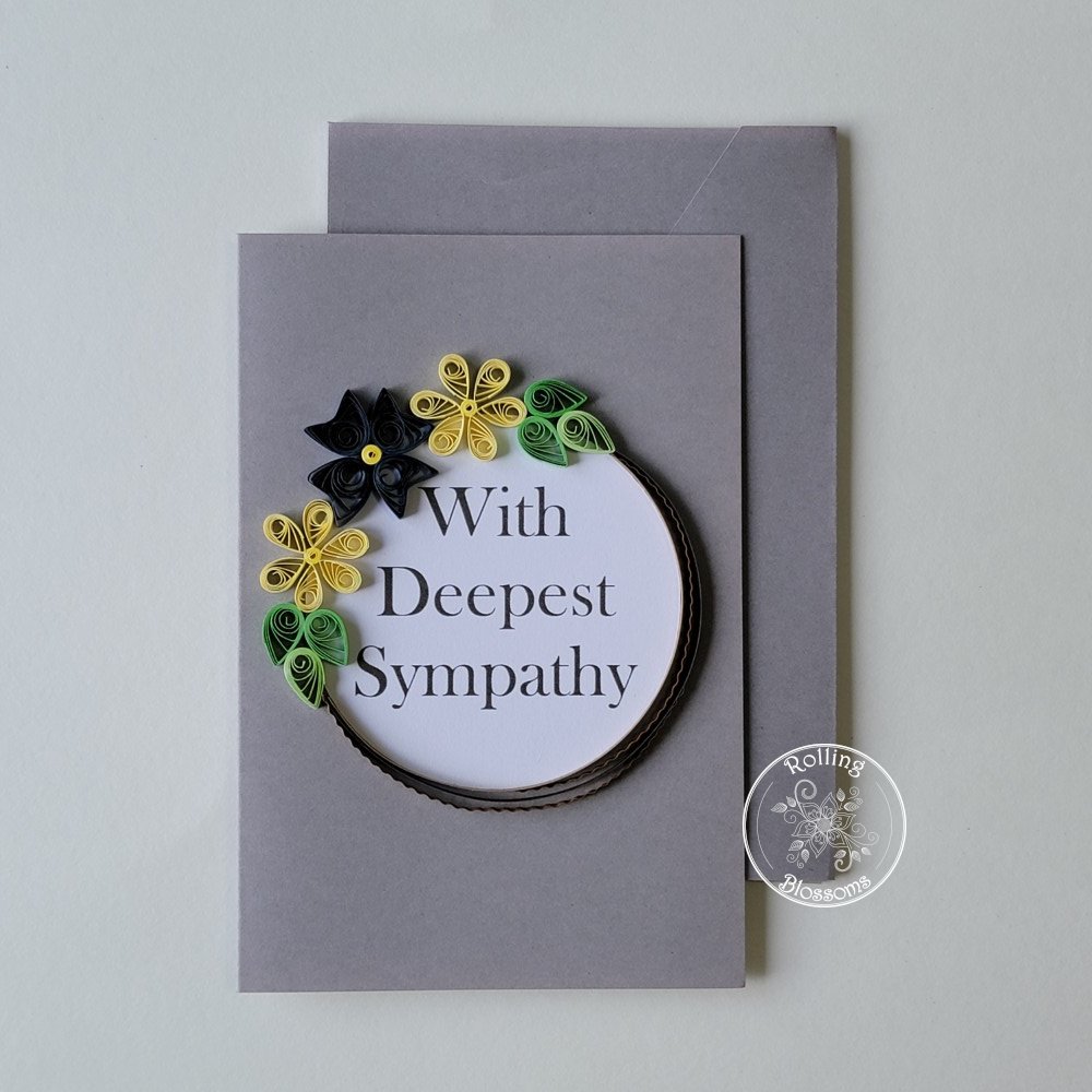 Quilled sympathy card by rolling blossoms