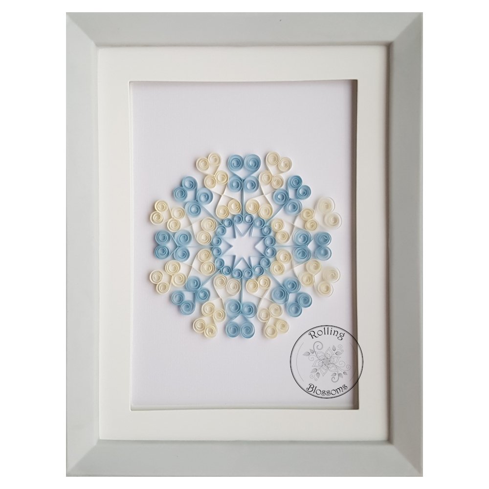 Blue and Cream Quilled Snowflake