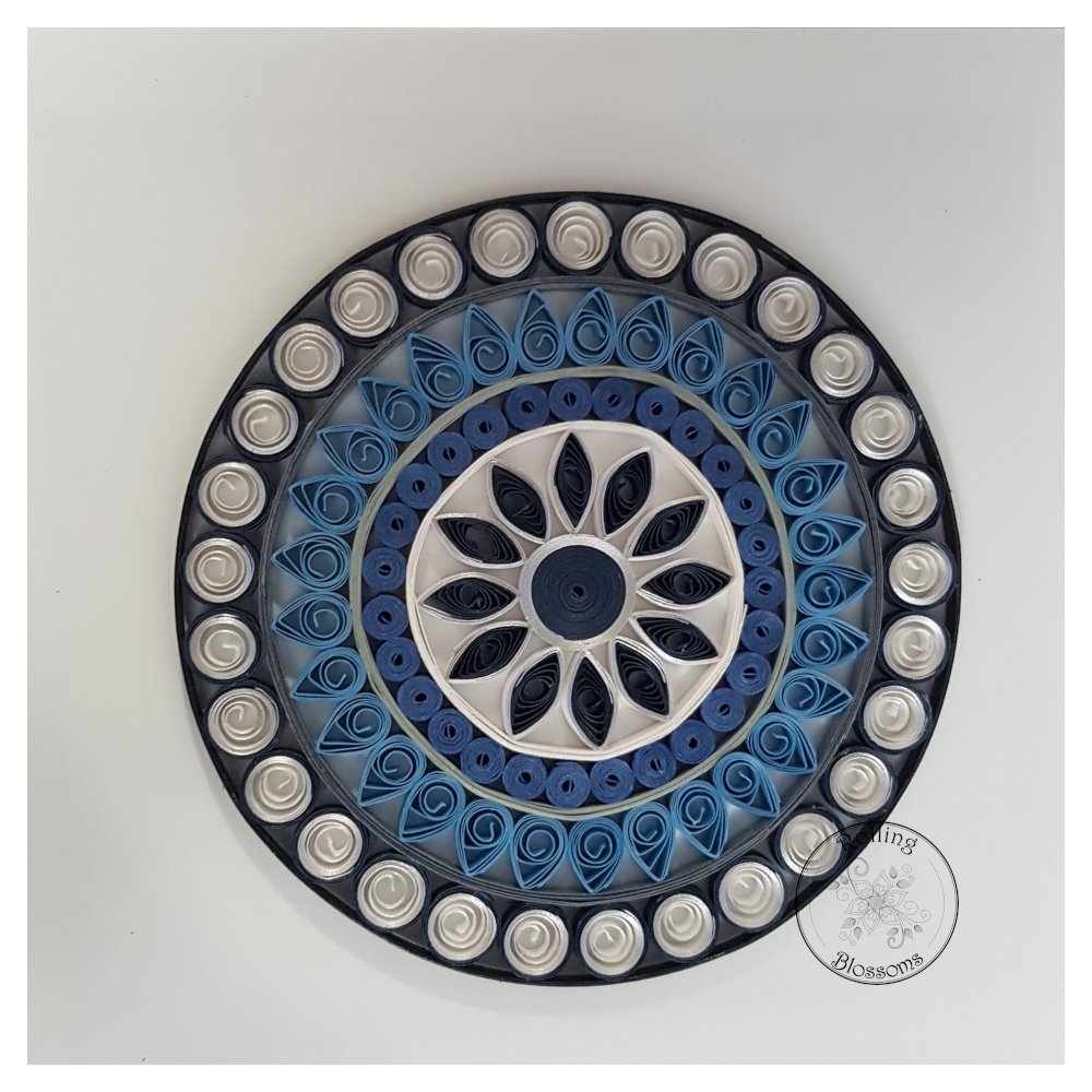 Small quilled blue and silver mandala
