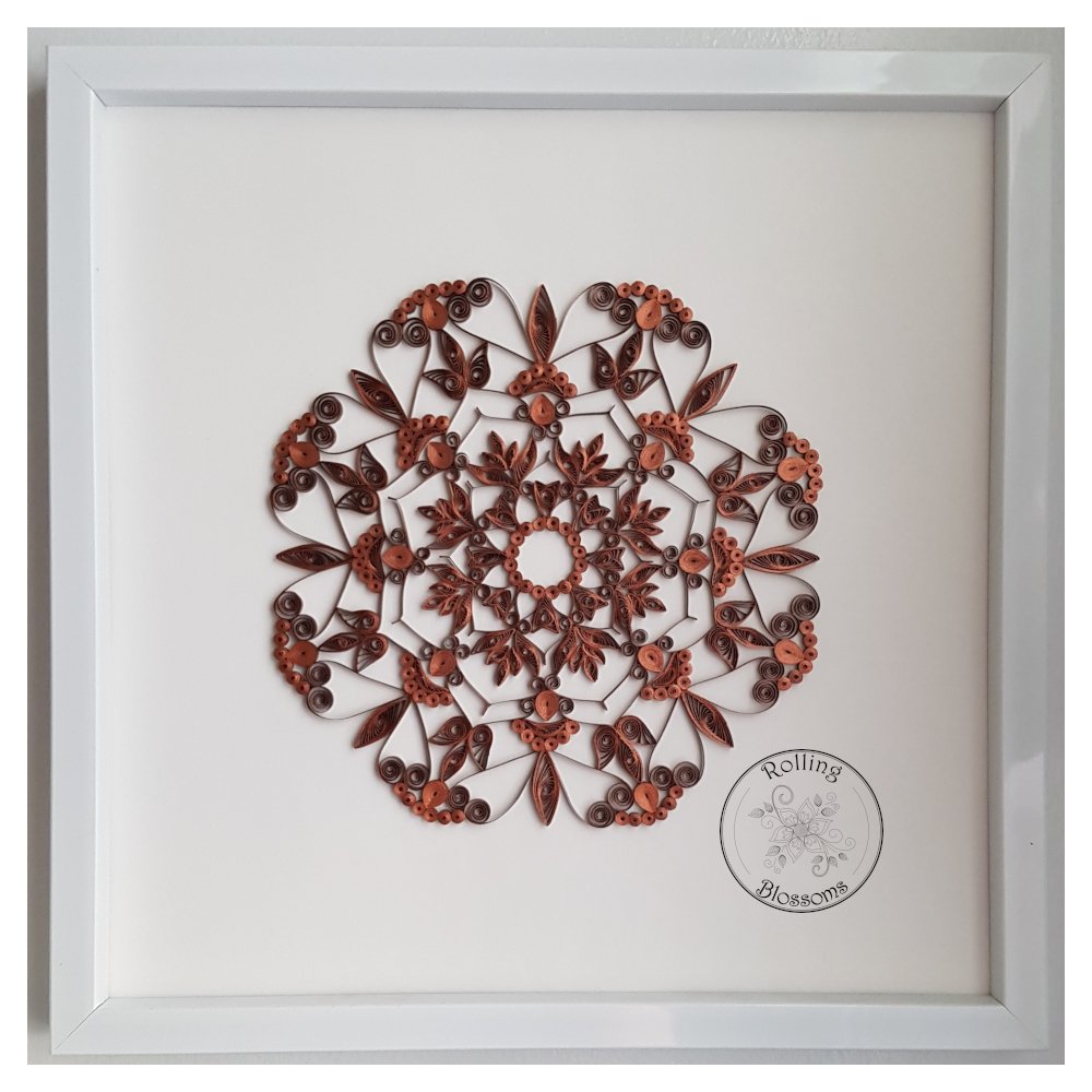 QUILLED METALLIC COPPER HENNA MANDALA WALL HANGING